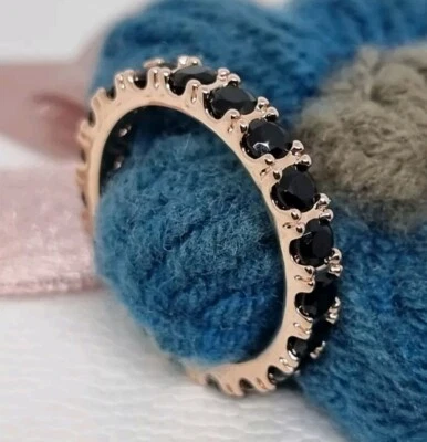 NEW BOXED Genuine Pandora Rose Gold Black Sparkling Row Eternity Ring 💕 Size 54 - Image 1 of 4