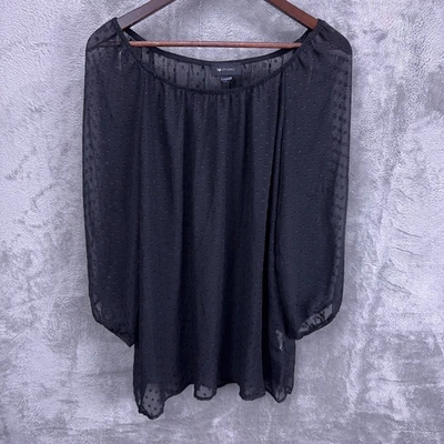 AB Studio Womens Sheer Chiffon Puff Sleeve Whimsigoth Top L Witchy Victorian VTG - Image 1 of 4