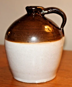 Vintage 5 inch Stoneware Jug - Brown and White One Handled Unmarked - Picture 1 of 6