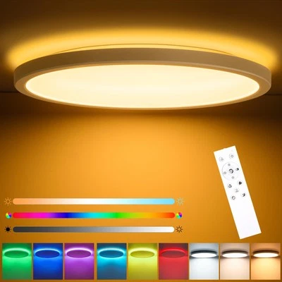 Plafonnier LED à intensité variable avec télécommande 24W plafonnier RGB chan... - Photo 1/4