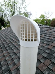 Radon & HVAC Rain Cap for 4" PVC Pipe, 3/4" Mesh Screen, Fits on End of Pipe - Picture 1 of 4