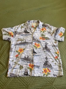 Camisa de Campamento Hawaiano Acorazado Segunda Guerra Mundial Kalaheo Años 80 De Colección Talla LG Hecha en EE. UU. Ver Fotos - Imagen 1 de 8