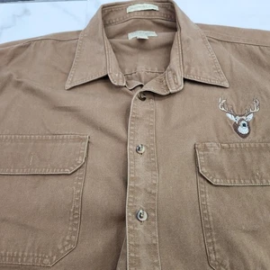 Cabela's XL Tall Stonewash Canvas Button Up Hirsch bestickt 100% Baumwolle Hemd - Bild 1 von 9