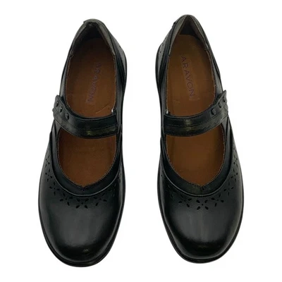 Aravon Dolly-AR Mary Jane Plana Cuero Negro EE. UU. Para Mujer 9B Foto 1 de 4