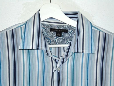 Banana Republic Mens Long Sleeve Shirt Large Blue Striped - Image 1 of 4