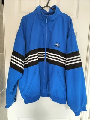 Vintage Adidas Jacket 90's Blue Black 3 Stripe Size Large - Image 1 of 4