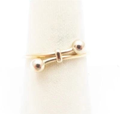 14K Yellow Gold Ball Bypass Ring Size 8.75 - Image 1 of 4