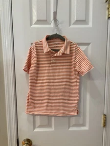 Crewcuts Shirt Boys Size M 8-9 Orange White Striped Short Sleeve Polo Cotton - Picture 1 of 3