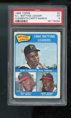 1965 Topps #2 N.L Líderes de Bateo Roberto Bob Clemente Rico Carty Hank Aaron PSA Foto 1 de 2