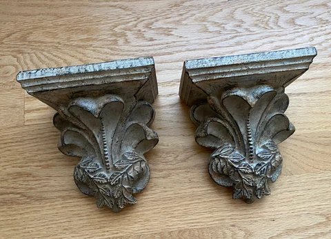 Antique Finish Shelf Acanthus Leaf Resin Wall Corbel Sconce Shelf gold gilded 2 Cover