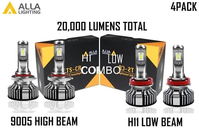 Alla Lighting LED High Low Beam Headlight Bulb Light Kit for SRX, Xenon White - Image 1 of 4