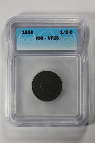 1826 CLASSIC HEAD HALF CENT "rotated reverse" ICG VF25 Cover