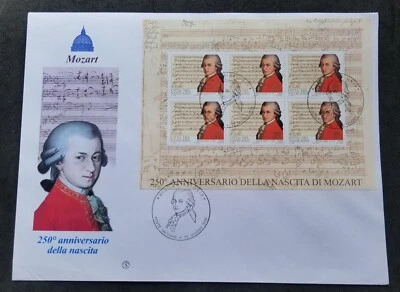 [SJ] Vatican 250 Anniv Of The Birth Of Mozart 2006 Music (sheetlet FDC) - Image 1 of 4