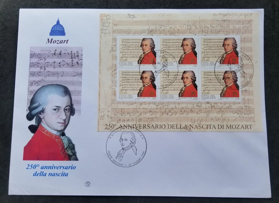 [SJ] Vatican 250 Anniv Of The Birth Of Mozart 2006 Music (sheetlet FDC) - Image 1 of 4