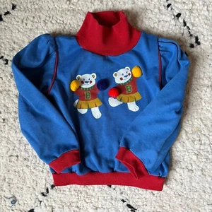 Health-tex vintage mockneck 4T kids sweatshirt bears pompoms cute - Picture 1 of 5
