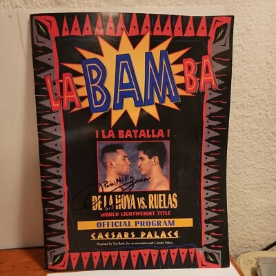 1995 Oscar De La Hoya vs Rafael Ruelas autographed Boxing Program Ceasars JRB4E - Image 1 of 4