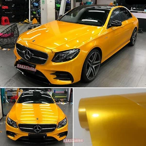Bright Yellow Pearl Glossy Satin Car SUV Hood Vinyl Wrap Glitter Film Sticker US - Picture 1 of 5