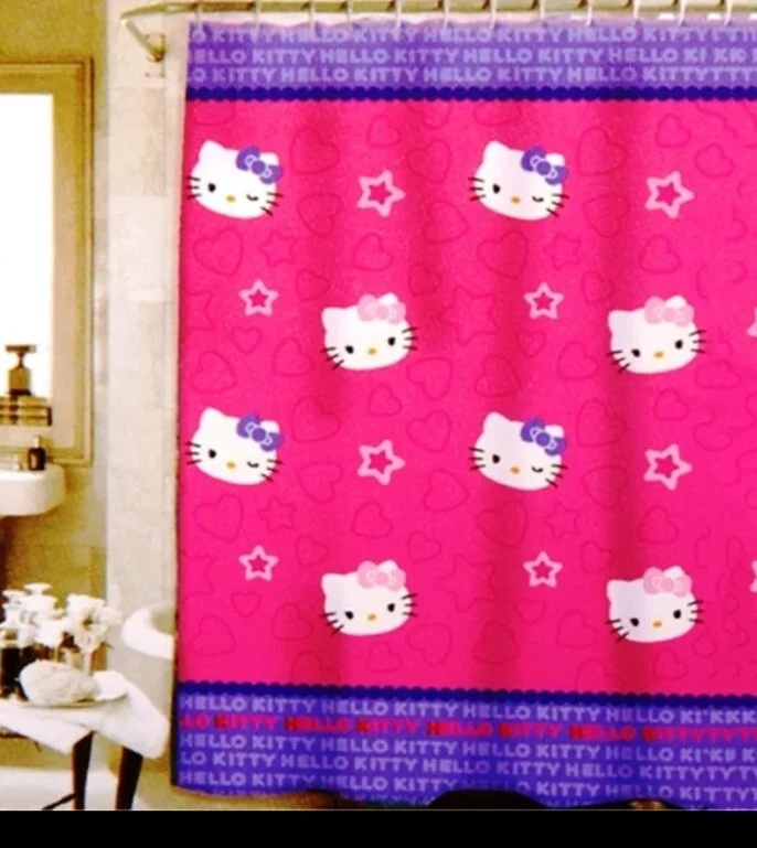 Hello Kitty by Sanrio  Fabric Shower Curtain 72 x 72" NEW NIP Pink Purple  - Image 1 of 4