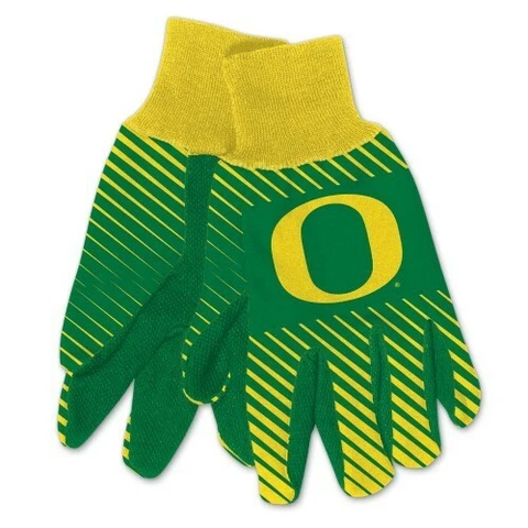 Oregon Ducks Gloves Work Utility Adult NCAA College Sports Fan Palm Grip Stripes Cover