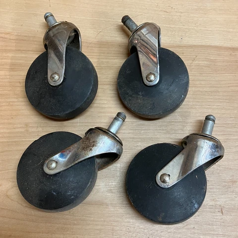 Lot of 6 Vintage 2" diameter Hard Rubber Caster Wheels Set Noelting Faultless Cover