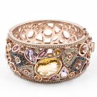 50.33ct Natural Mix Sapphire 925 Sterling Sliver Bangle in Rose Gold Plated