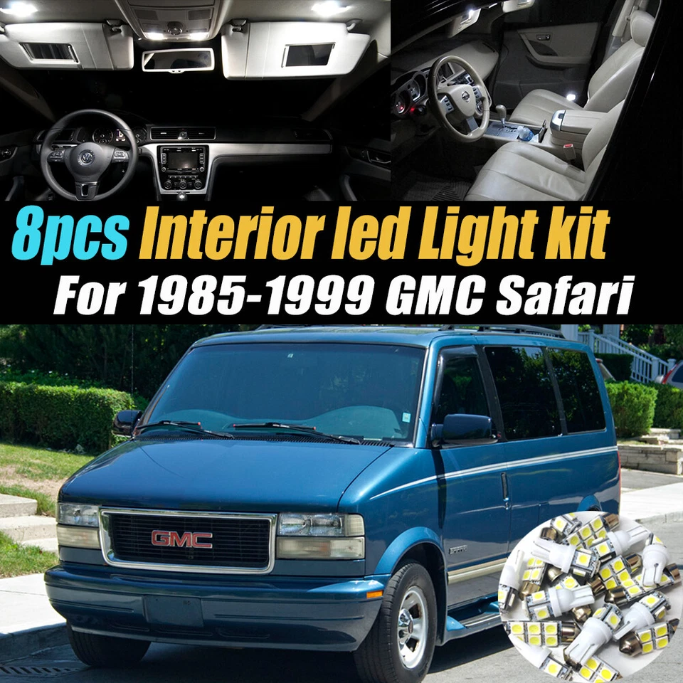 8Pc Car Interior LED Super White Light Bulb Kit For 1985-1999 GMC Safari - Image 1 of 4