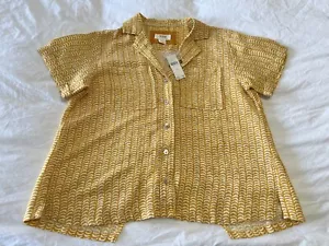 Maeve | SZ XS | Anthropologie Surf Shirt Linen Blend Button Up Boxy Yellow - Picture 1 of 8