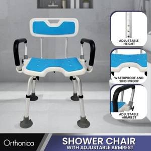 Orthonica Height Adjustable Aluminium Shower Chair with Adjustable Armrests - Picture 1 of 10