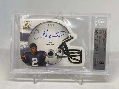 2011 HELMET DIE CUTS GOLD SP/20 W 4-10’s CAM NEWTON RC AUTO BGS 9/10 POP 1 AUBUR - Image 1 of 4