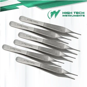 6 PINZE DA MEDICAZIONE ADSON 4,75" STRUMENTI CHIRURGICI SEGHETTATI ACCIAIO INOX CE - Foto 1 di 3
