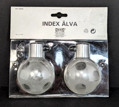 Acabamentos de haste de cortina de vidro gravado com bolinhas Ikea Index Alav 300.185.22 16197 NOVO - Imagem 1 de 3