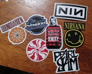 Grunge Alt Rock Stickers Lot X 7 Vinyl Nirvana Sound Garden White Stripes NIN - Picture 1 of 1