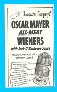 1953 Oscar Mayer Wieners in una lattina barbecue salsa stampa pubblicità fagioli effimera - Foto 1 di 3