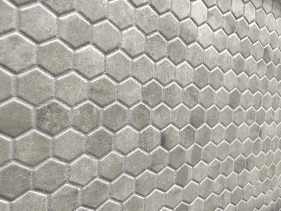 1.5" Matte Cement Look Hexagon Ceramic Mosaic Floor Wall Backsplash- Box of 10 - Image 1 of 4