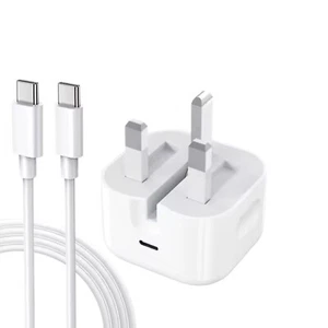 iPhone iPad Android USB-C Fast Charger PD Plug & type C-C and C-lightening Cable - Picture 1 of 12