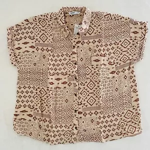 NEW Sonoma Womens Misses Tops Button Down Shirt Size XL Tan Life Style Casual - Picture 1 of 9