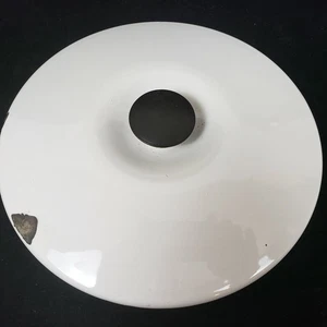 Enamel Ware Pot Lid ONLY White Black Metal Knob Vintage Cover Round 8.625" Chips - Picture 1 of 3