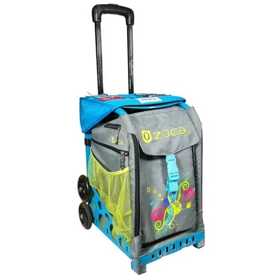 Cuadro azul deportivo Zuca Blooms con asa telescópica y bolsa rodante de cuatro ruedas Foto 1 de 4
