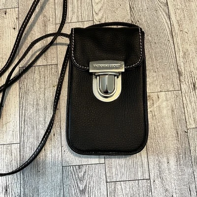 Victoria's Secret Bandolera Soporte para Teléfono Negro Imitación Cuero Hebilla Y2K Foto 1 de 4