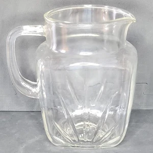 Federal Glass Clear Starburst Pitcher Small Square 6 Cup Breakfast MCM Vtg 1950 - Picture 1 of 9