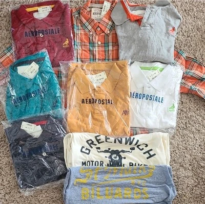 全新 复古 批量 Aeropostale A87 大号 Polo 衬衫 图形 T Aero 纽扣 男式 — 第 1/4 张图片