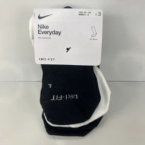 NIKE Dri-FIT Confezione da 3 Calzini Everyday W 4-6 Y3-5 Unisex Imbottiti No Show Nero/Bianco - Foto 1 di 9