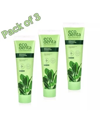 3x Ecodenta Brilliant Whitening Toothpaste with Fluoride - Strengthening 3x100ml