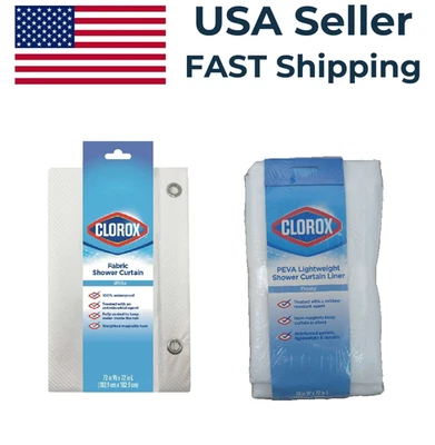 Cortina de Ducha Tela Poliéster Tratada Clorox 70"x72" Blanco Brillante Magnético Foto 1 de 4