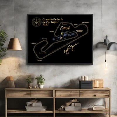 Póster Ayrton Senna Estoril 1985 GP de Portugal impresión artística negra F1 carrera aficionados regalo Foto 1 de 2
