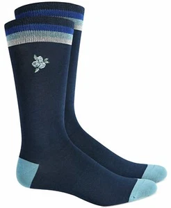 New Bar III Seamless Arch Support Blue Floral Embroidered Dress Crew Socks 7-12 - Picture 1 of 1