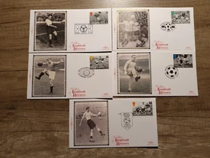 FDC - 1996 - BRITISH FOOTBALL HEROES - 5 FIRST DAY COVERS - BENHAM SILKS #1375 - Picture 1 of 1