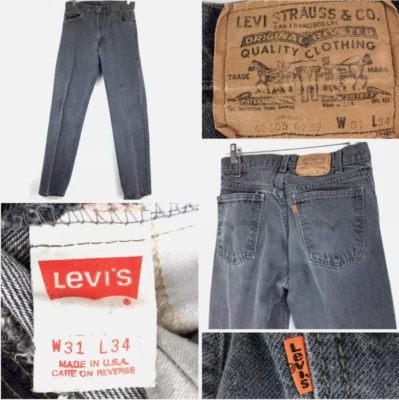 Vtg Levis 505 Orange Tab Mens Size 31x34 (30 in Waist) Faded Black Jeans, USA - Image 1 of 4