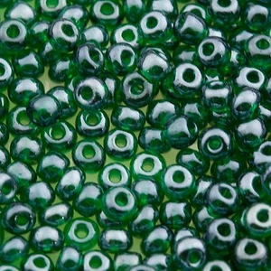 Vintage Tschechische Rocailles 6/0 Rund Transparent Glanz Dunkelgrün 15g 10104003 - Bild 1 von 1