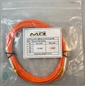 MR Technologies 4m LC LC 62/125 Duplex Multimode Fiber Optic Cable - Bild 1 von 4